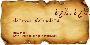 Árvai Árpád névjegykártya