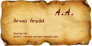 Árvai Árpád névjegykártya